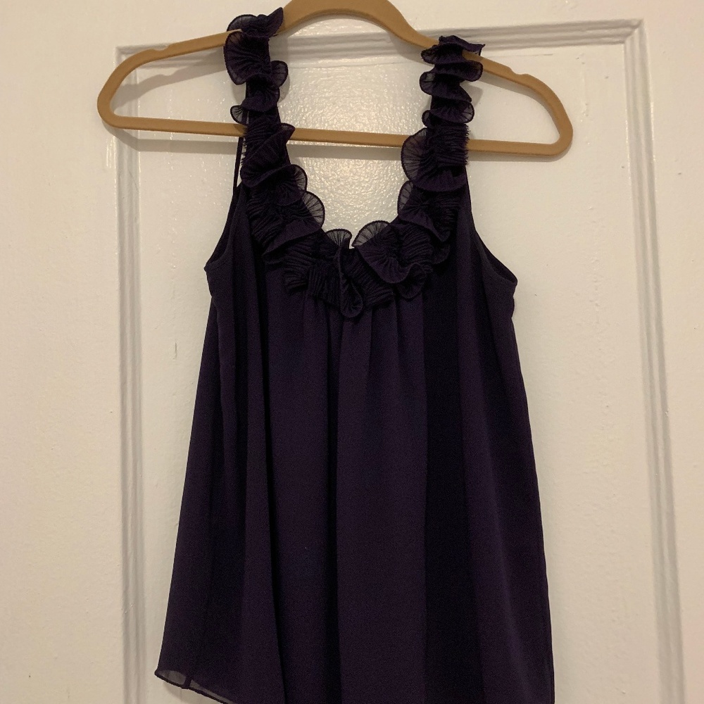 Rebecca Taylor Dark Purple Sleeveless Blouse